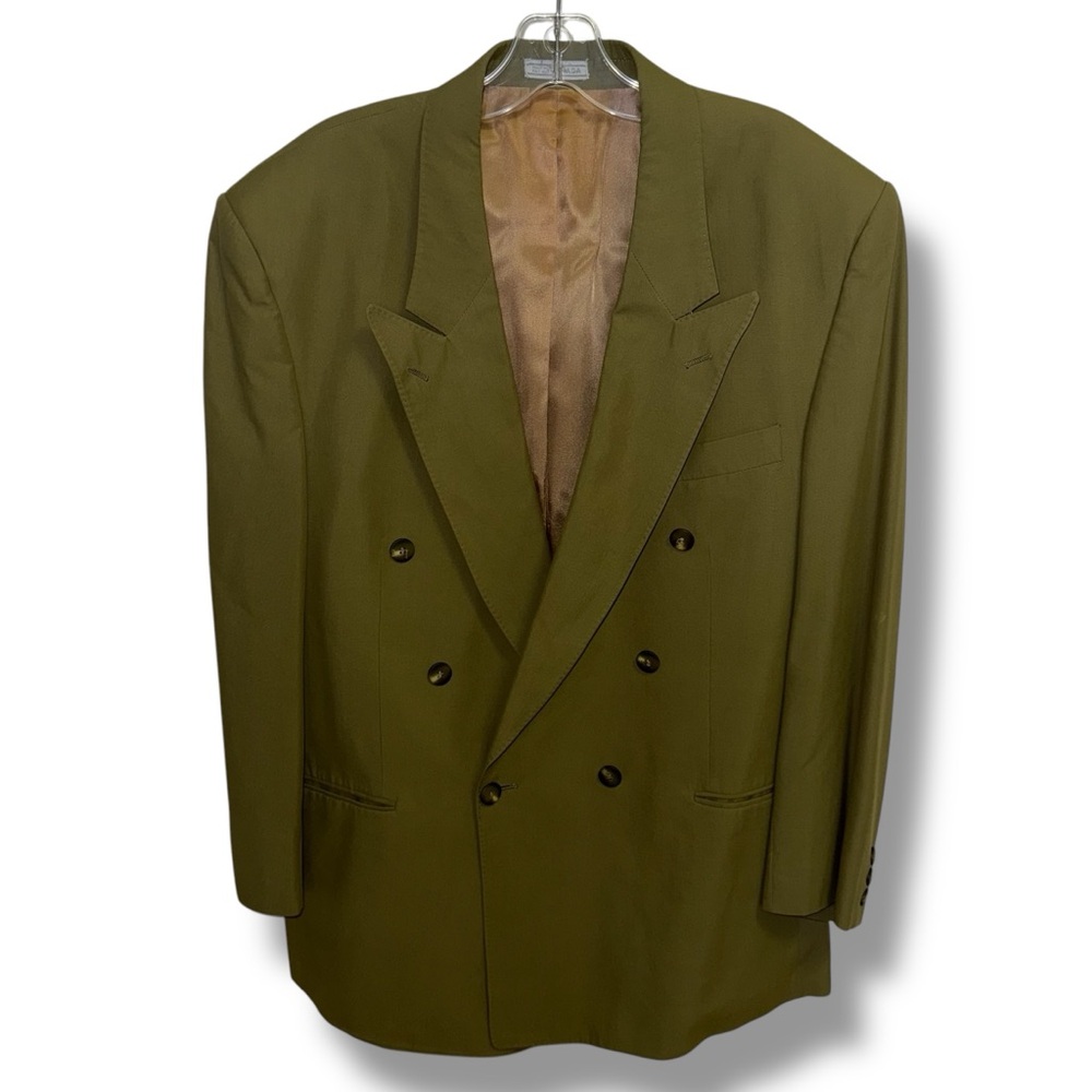 Vintage TipTop Olive Green Double-Breasted Blazer / Men’s Suit Jacket